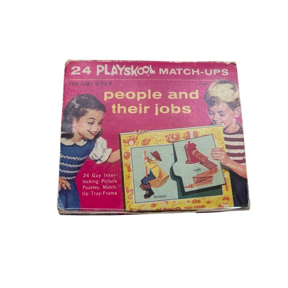 Vintage 1964 Playskool Match-Ups People and Their Jobs Puzzle Set